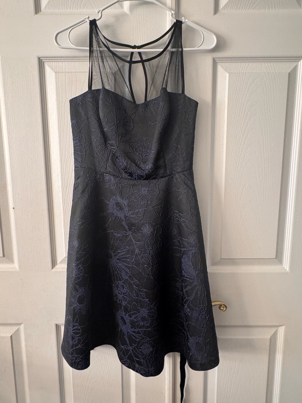 Jessica Simpson Black Floral Fit-and-Flare Midi Dress
